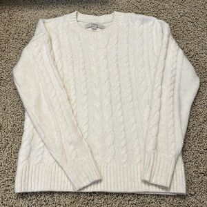 LOFT cream cable knit sweater